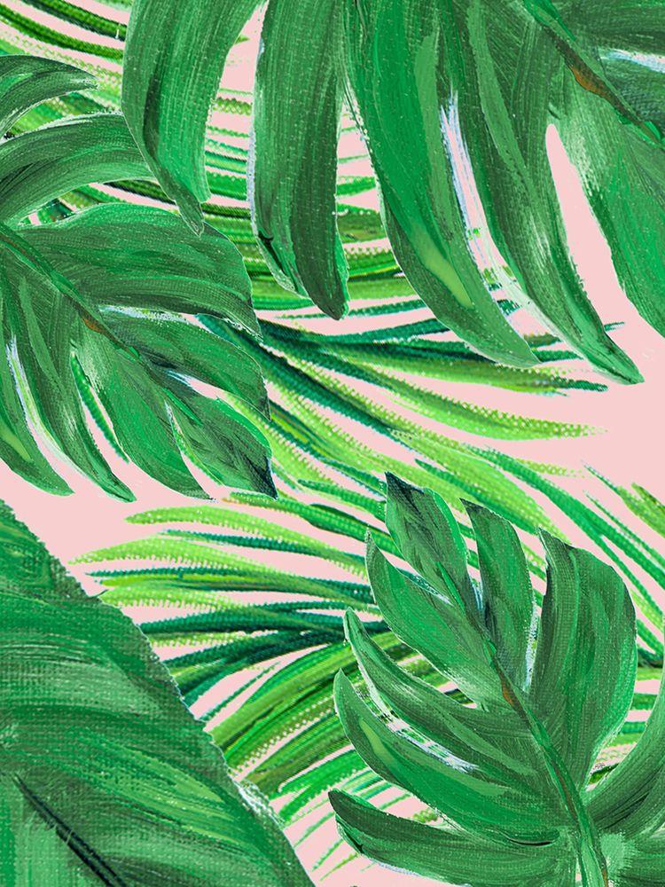 Green Palms on Blush II