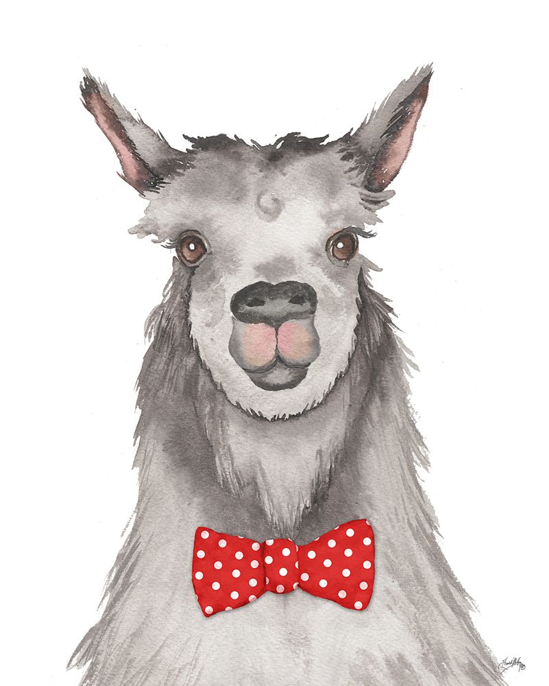 Llama with Red Dot Bow tie