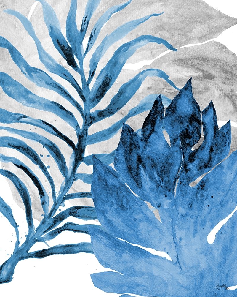 Blue Fern and Leaf I