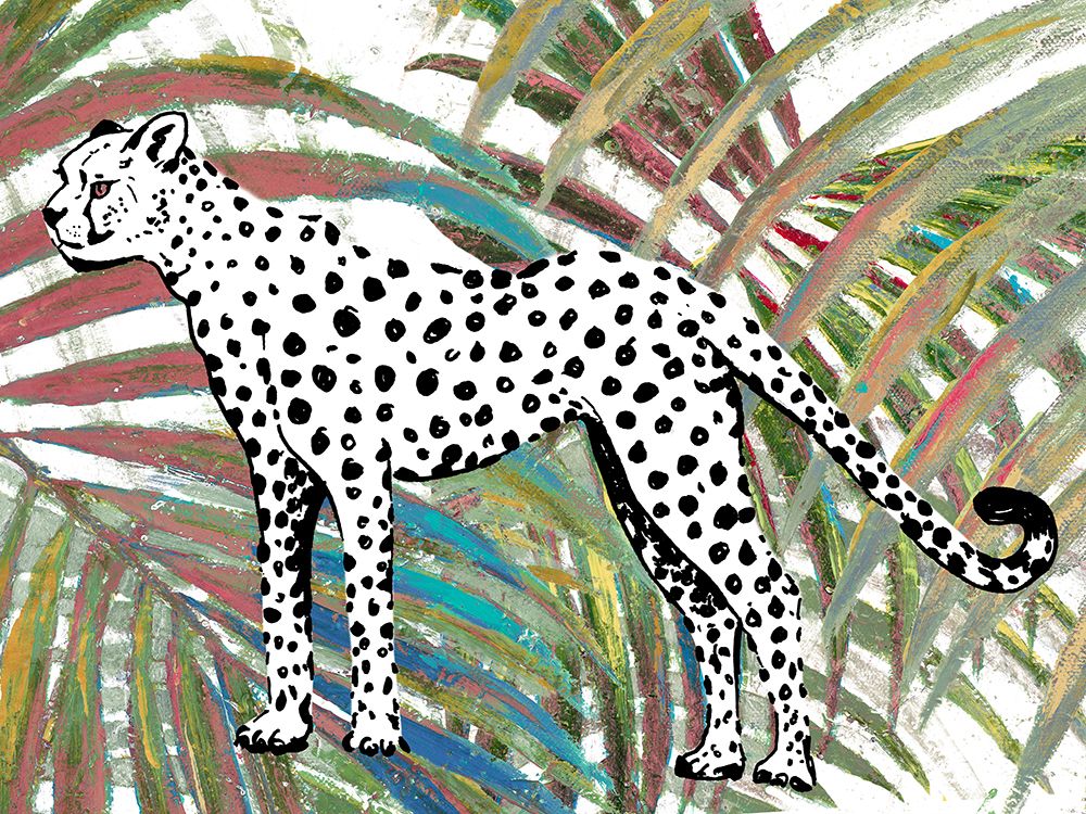 Cheetah on Multicolored Leaves