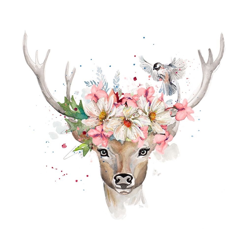 Floral Woodland Deer