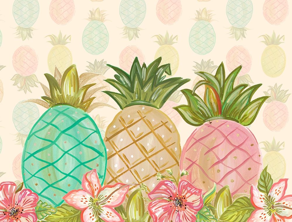 Pineapple Trio with Flowers