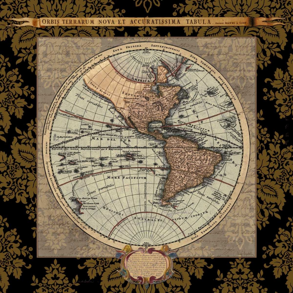 Damask on Black Map II