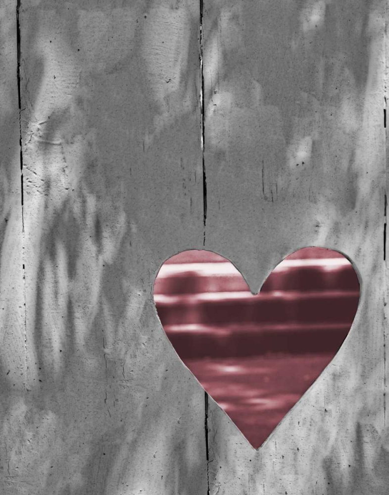 Up and Down Pink Woodcut Heart I