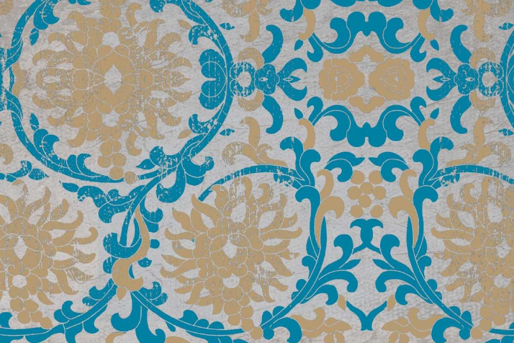 Tan and Blue Floral Pattern II