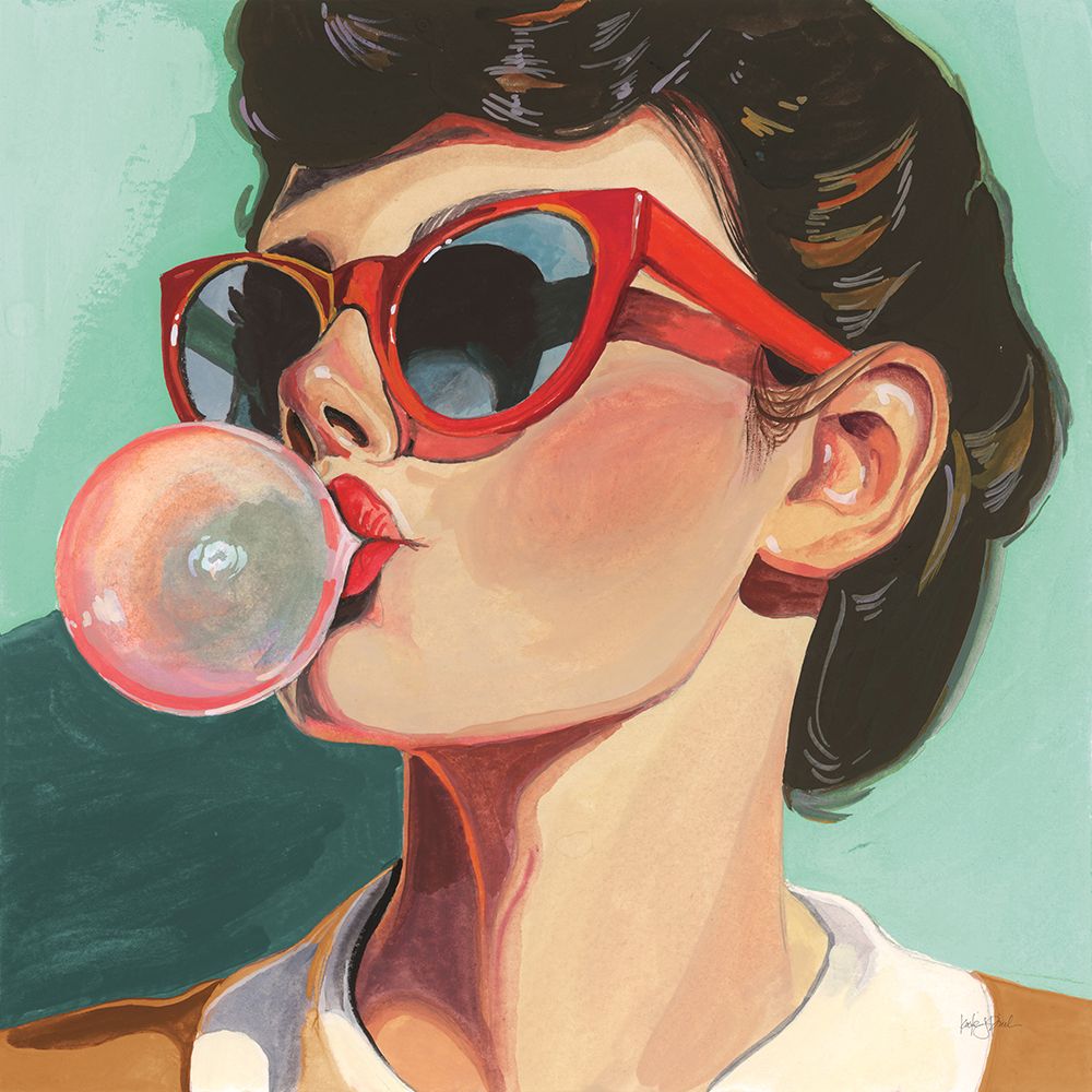 Retro Bubblegum Girl Teal
