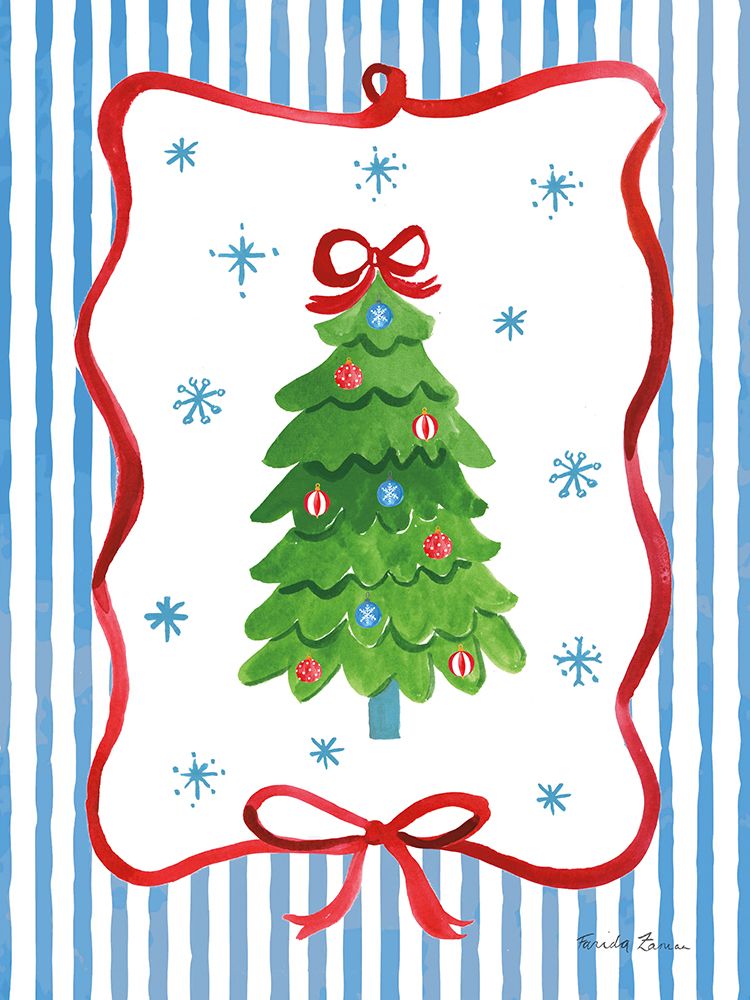 Christmas Bows II Blue Stripes