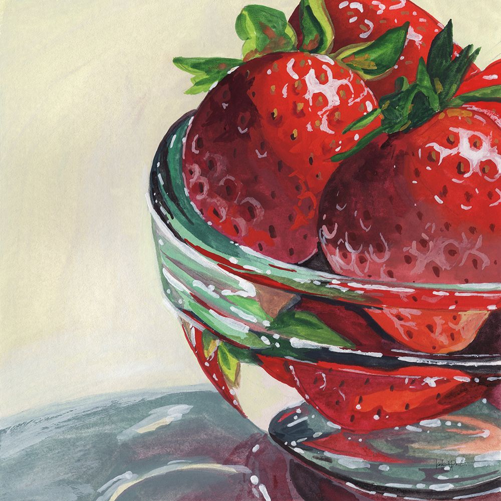 Glass Bowl Of Strawberries