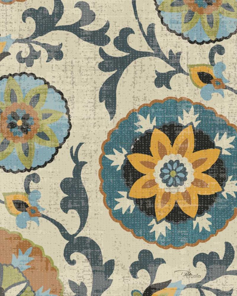 Persian Patchwork Blue Brown Tile I