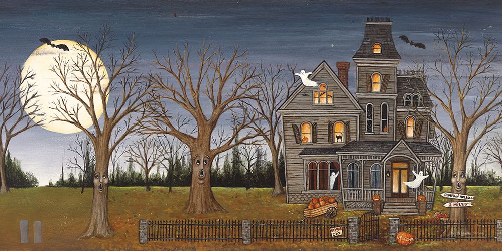 Haunted House with Full Moon