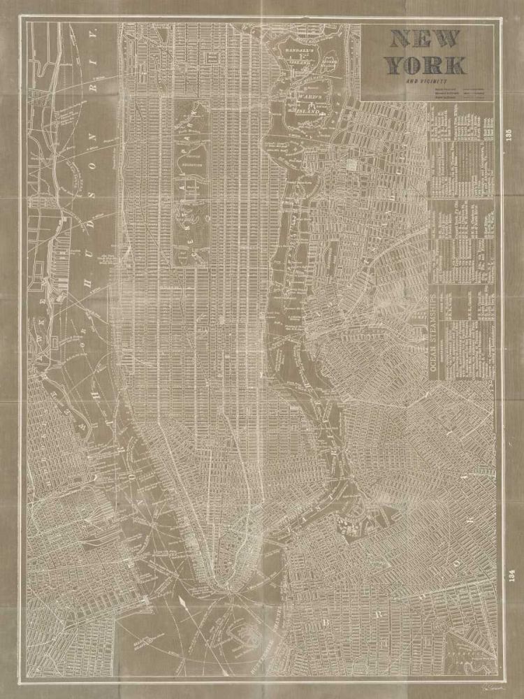 Blueprint Map New York Taupe