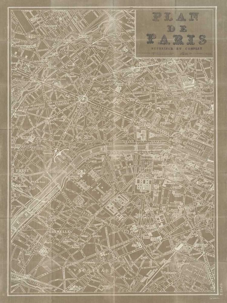 Blueprint Map Paris Taupe