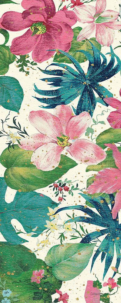 Tropical Dream Bright on Cream II Teal and Gold