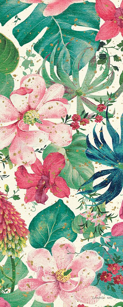 Tropical Dream Bright on Cream III Teal and Gold