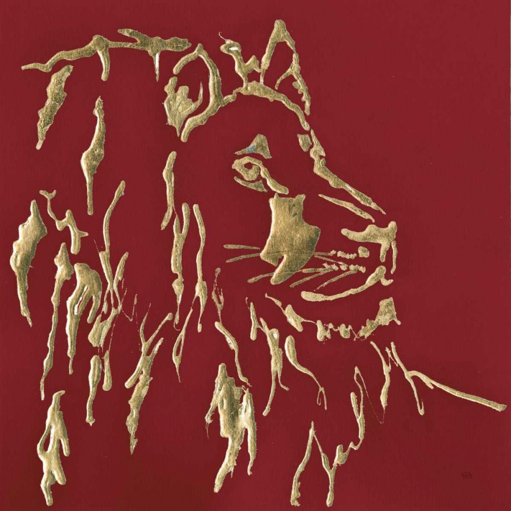 Gilded Lion on Red