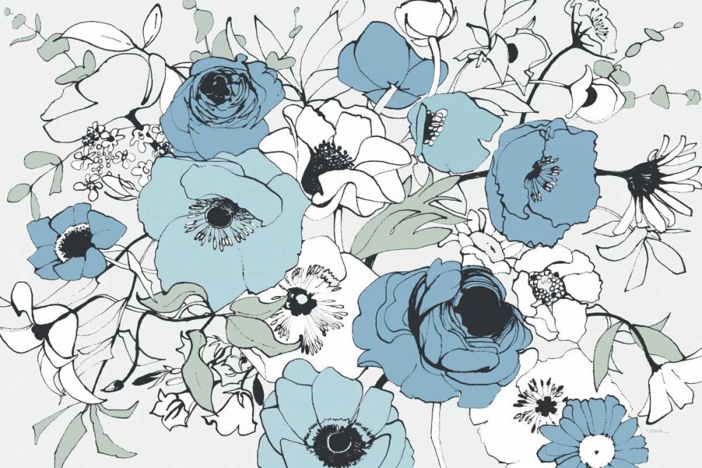 Watercolor Black Lined Poppies Mix