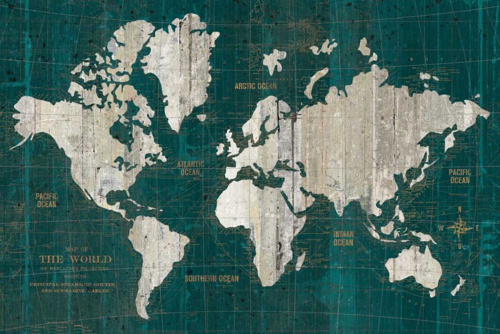 Old World Map Teal