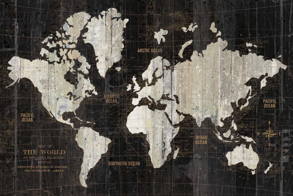 Old World Map Black