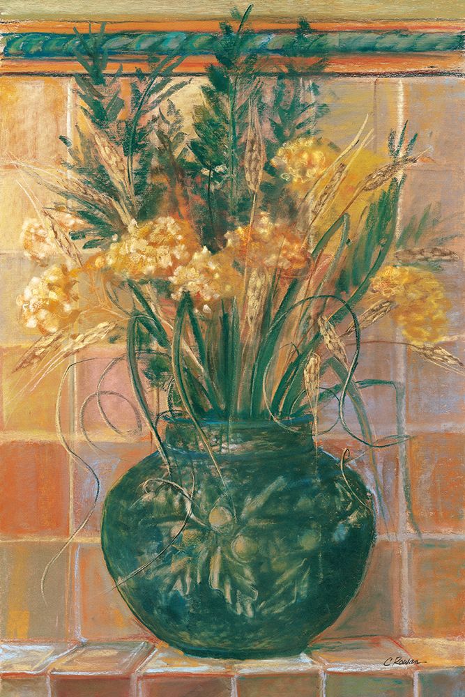 Grasses in Green Vase