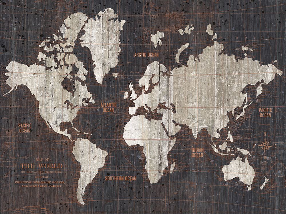 Old World Map Dark Neutral Crop