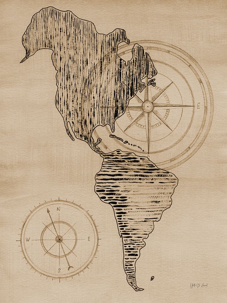 Sepia Map of Americas