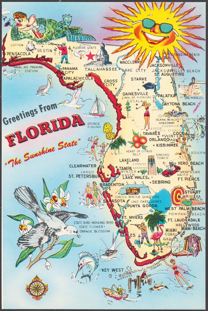 Vintage Florida Travel Map