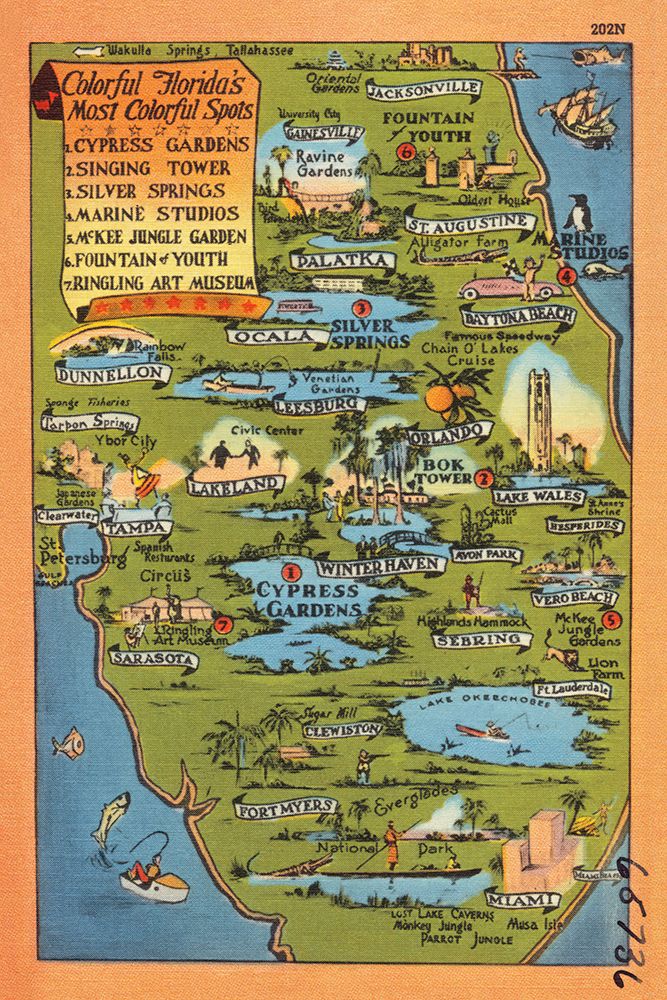Vintage South Florida Map