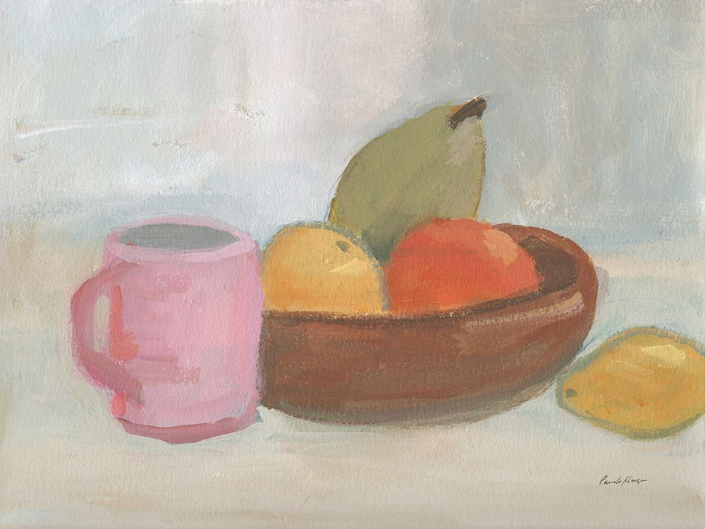 Pink Cup with Wooden Bowl
