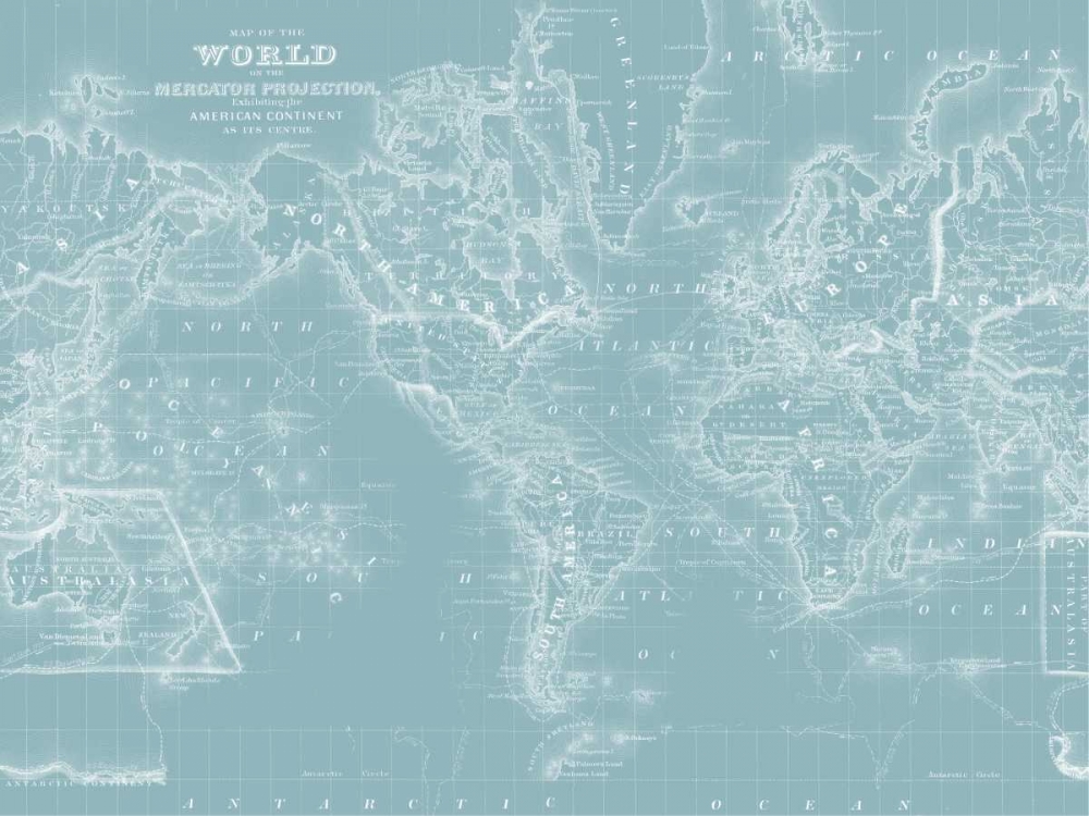 World Map on Aqua