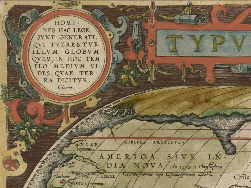 Antique World Map Grid I