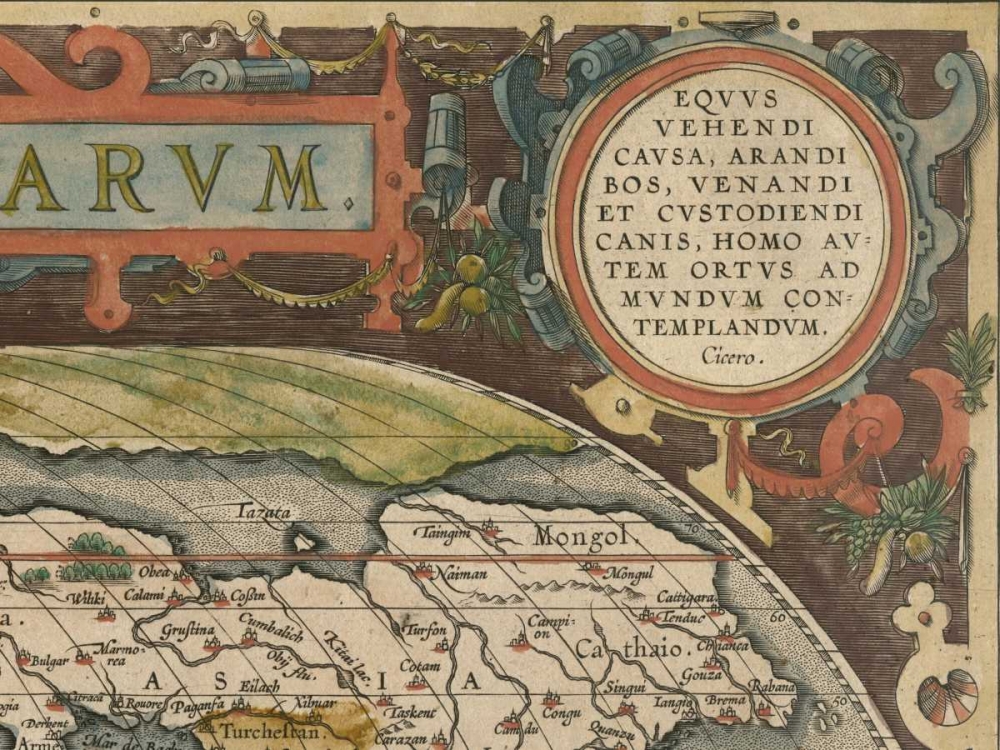Antique World Map Grid III