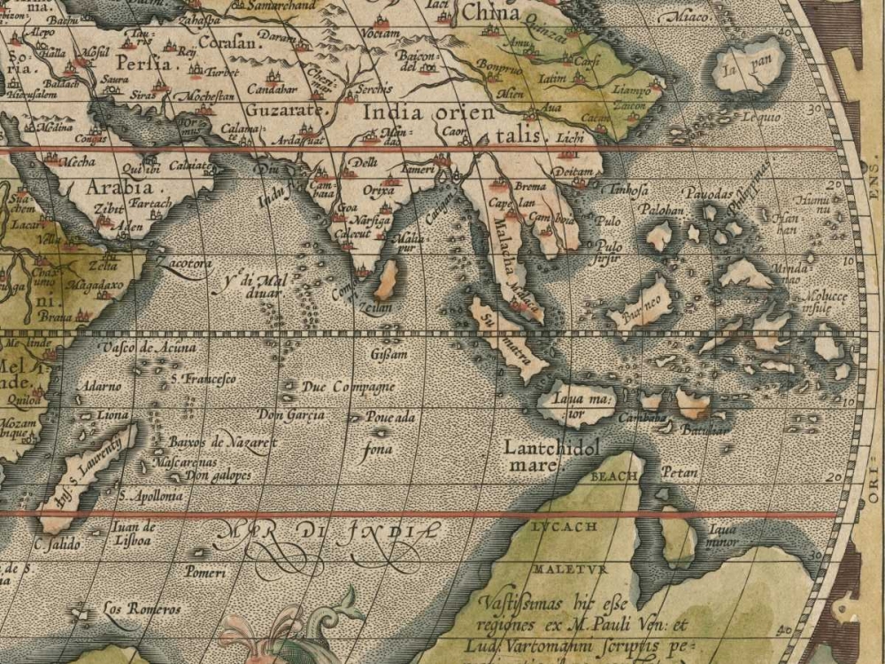 Antique World Map Grid VI