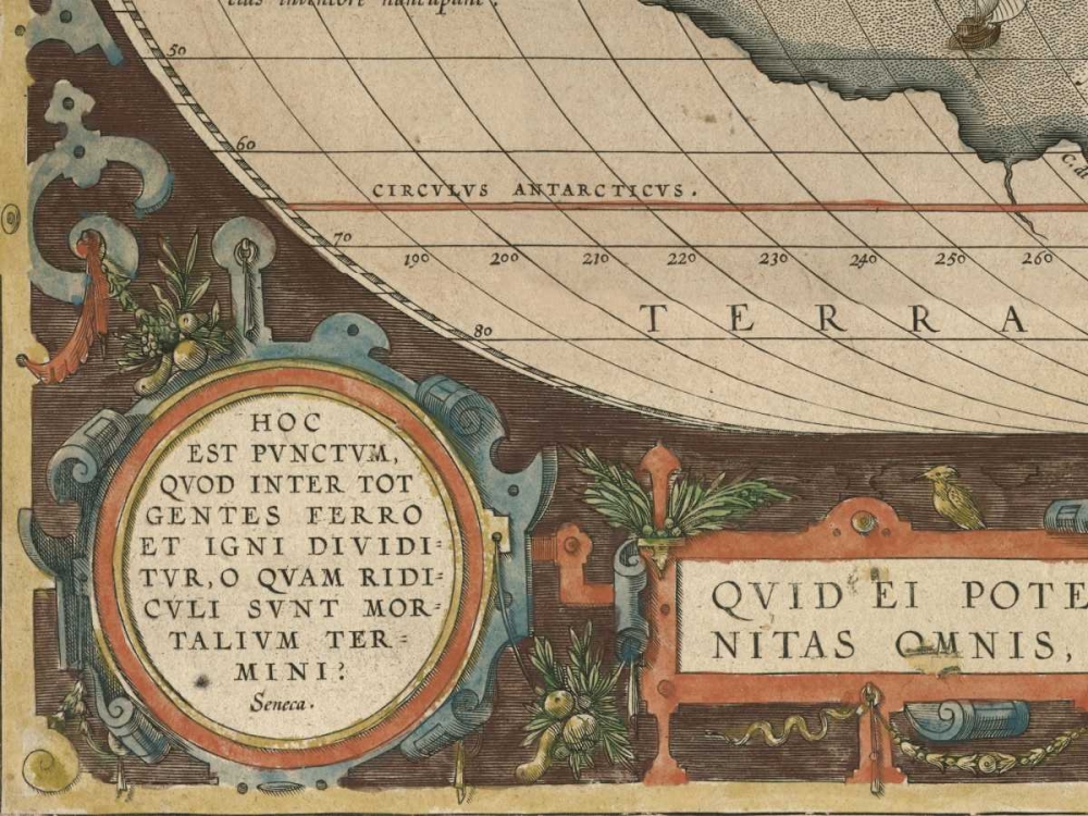 Antique World Map Grid VII