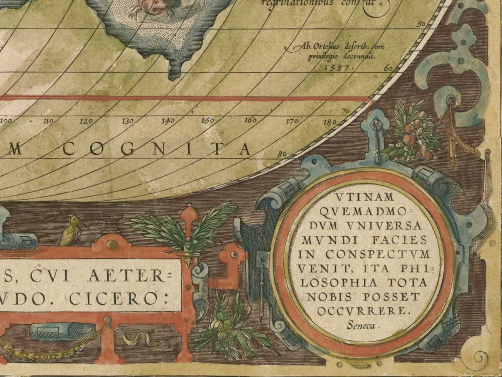 Antique World Map Grid IX