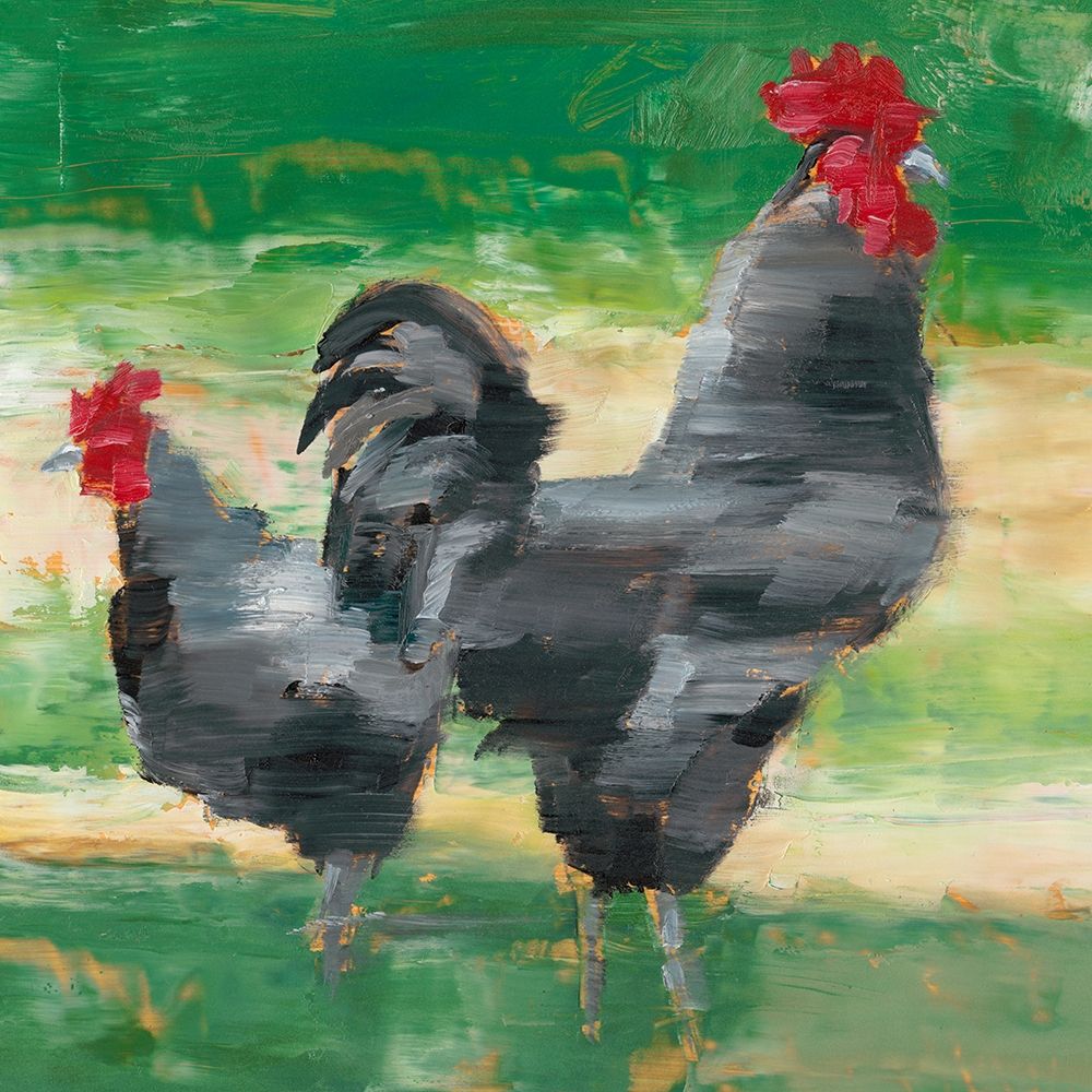 Black Rooster and Hen I