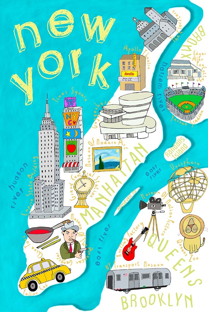 Illustrated State Maps New York