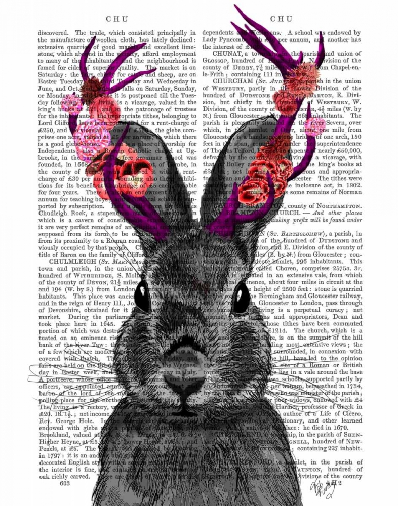 Jackalope with Pink Antlers