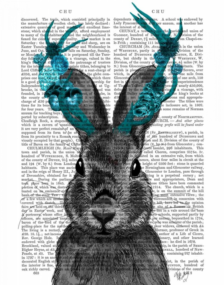 Jackalope with Turquoise Antlers