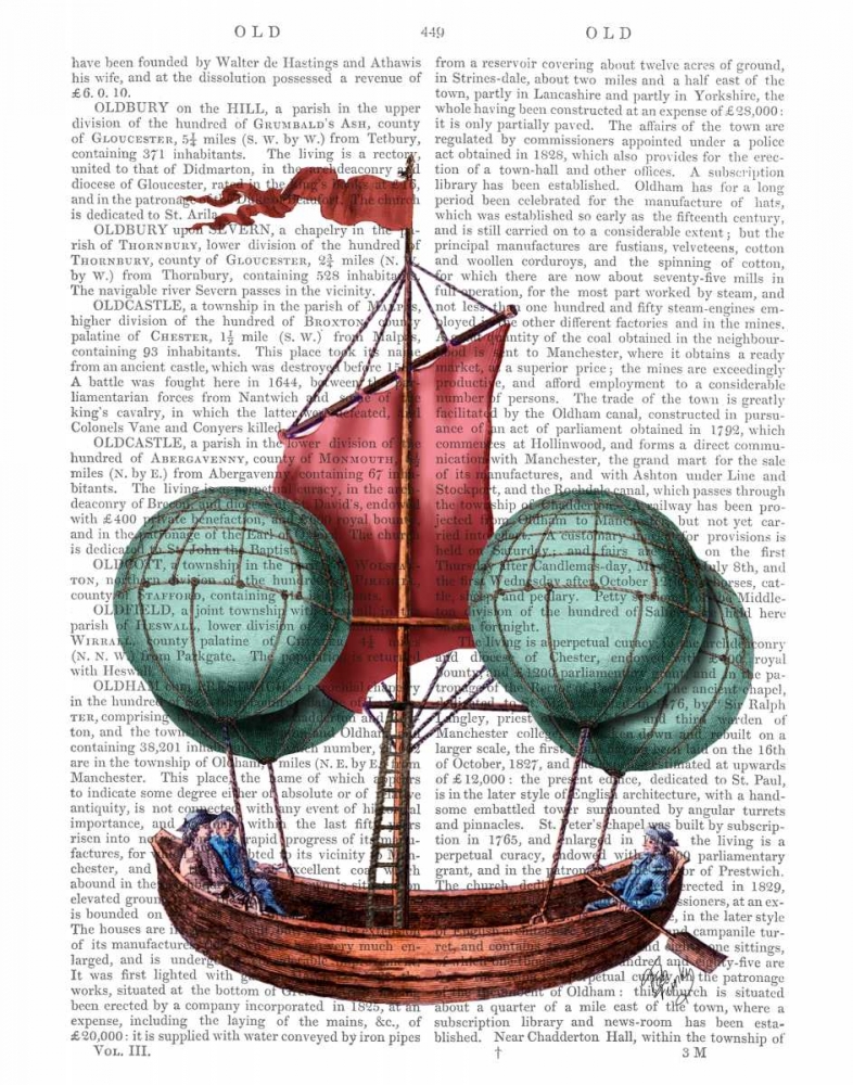 Hot Air Balloon Airship With Red Sail