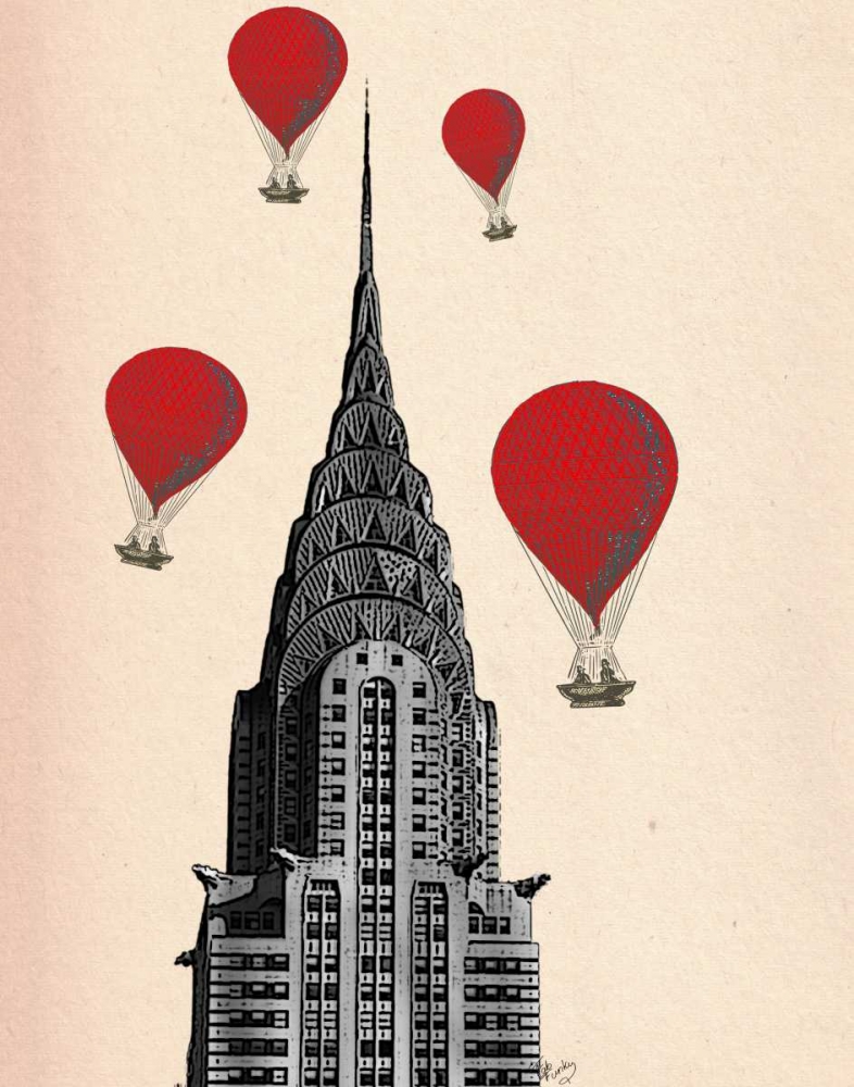 Chrysler Building and Red Hot Air Balloons