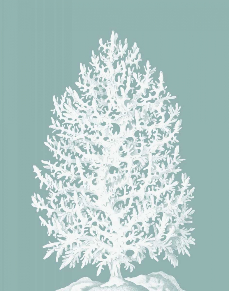 Coral Tree on Mist Blue/Green