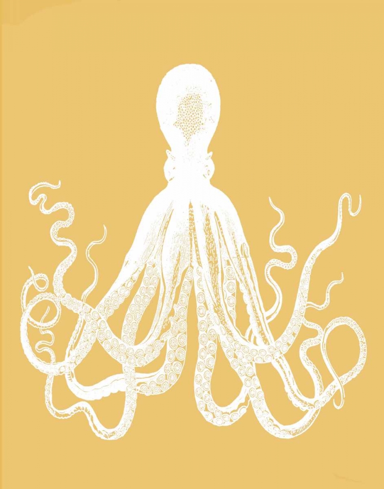 Octopus 1 White On Mustard