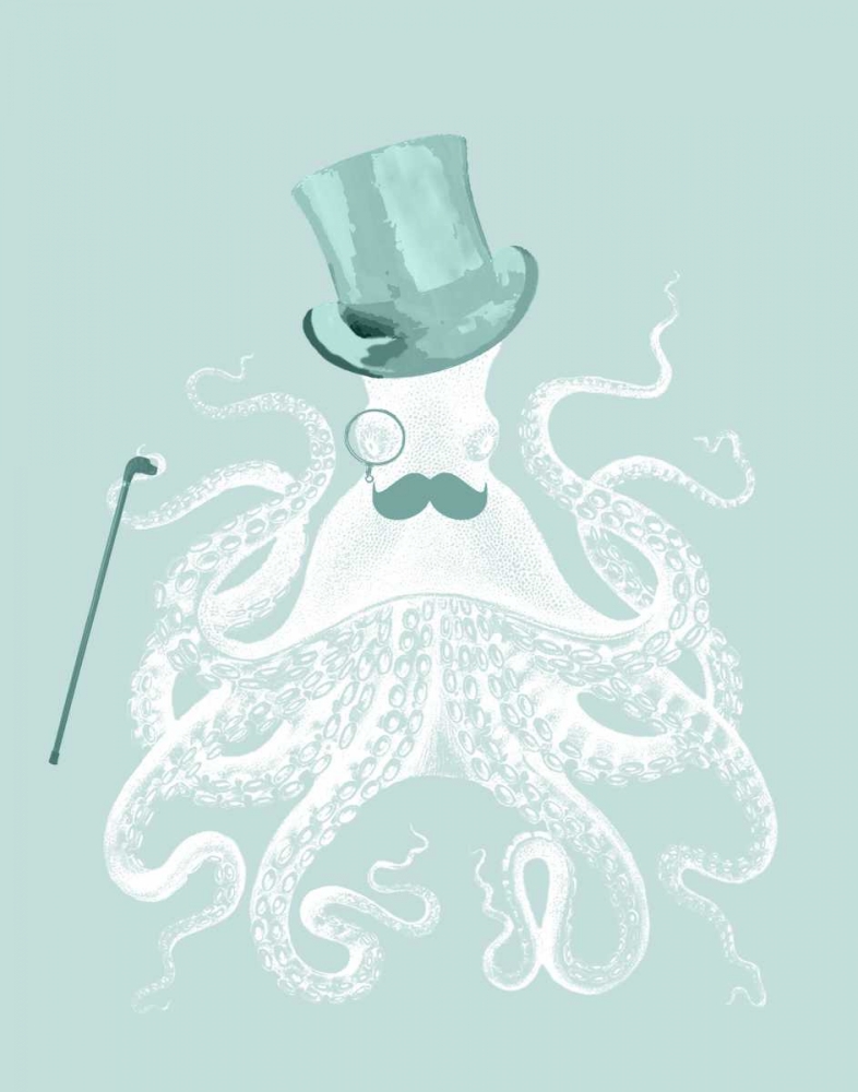 White Octopus on Seafoam b