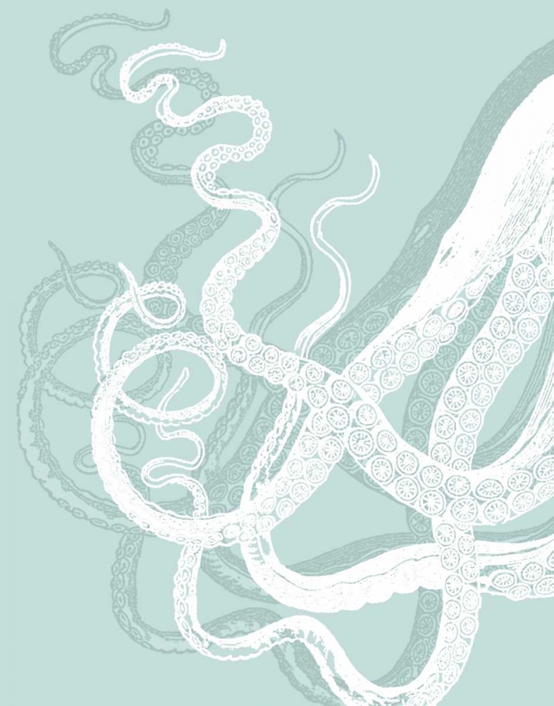 White Octopus on Seafoam c