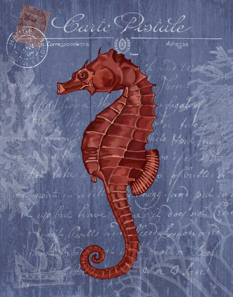 Seaside Postcard Red on Blue b