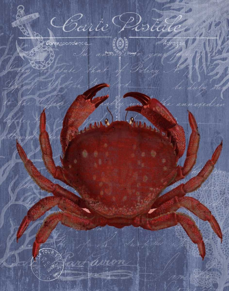 Seaside Postcard Red on Blue f