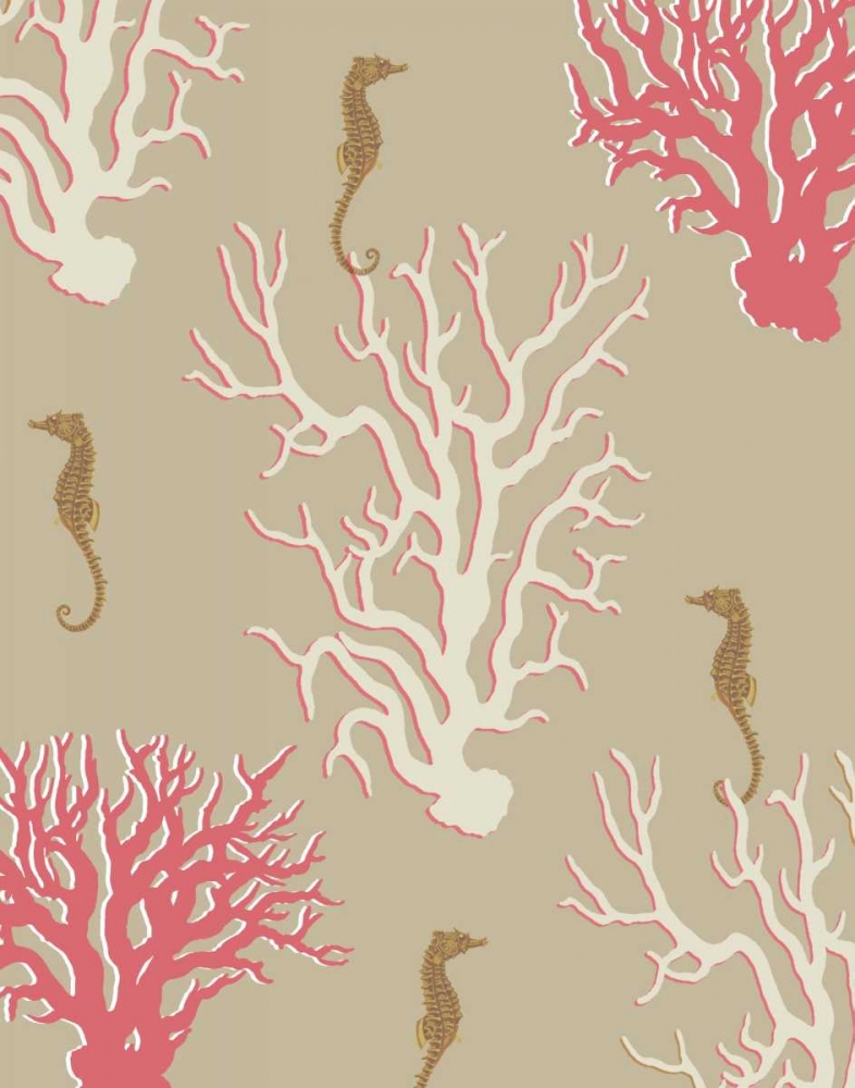 Coral and Seahorse in Beige