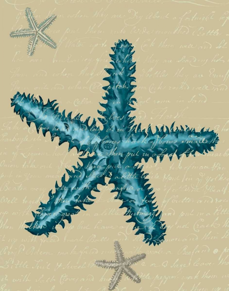 Blue Starfish on Taupe b