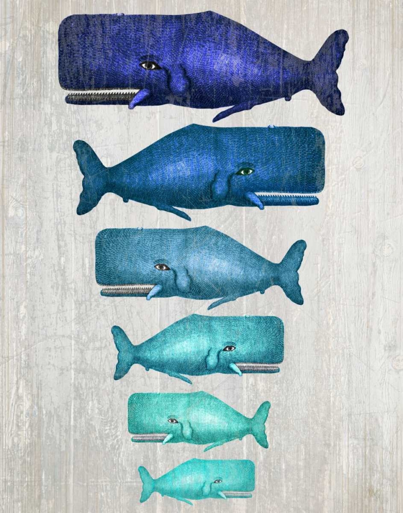 Whale Family Blue On White
