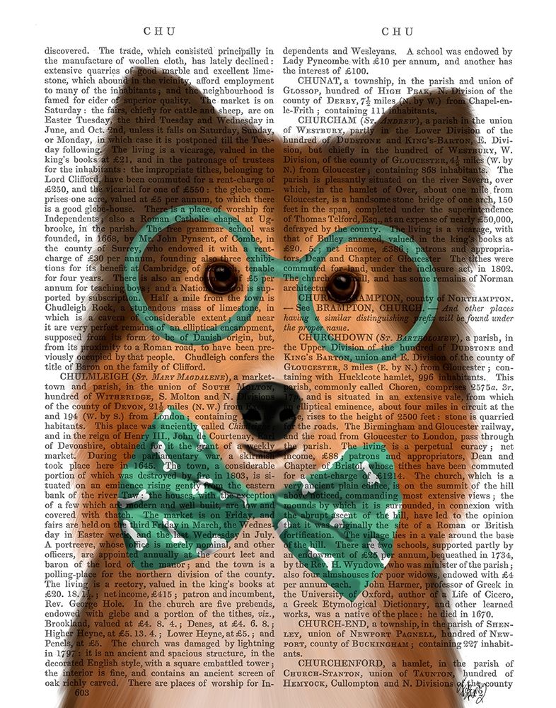 Shetland Sheepdog with Glasses and Bow Tie